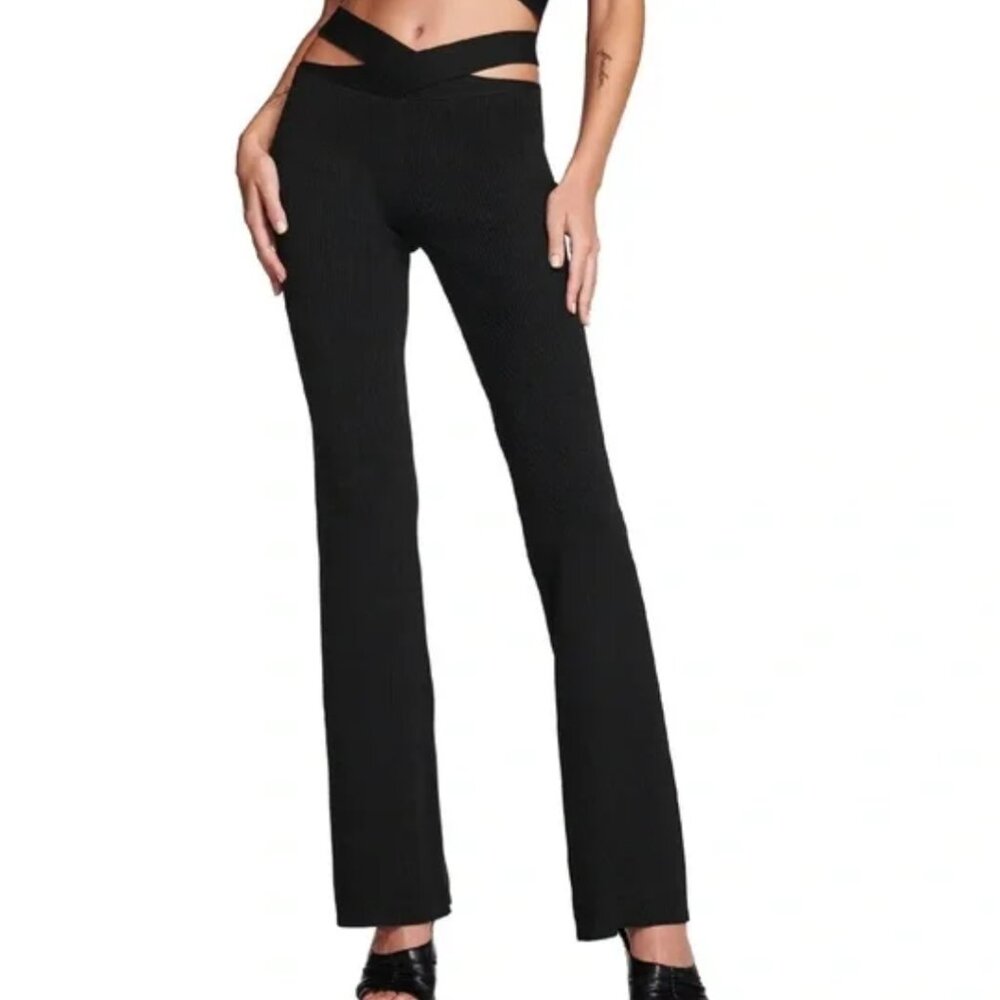 I.AM.GIA Black Hip Cut Out Crossover Flared Knit Mid Rise BRAND NEW W/Tags smal - Picture 6 of 7